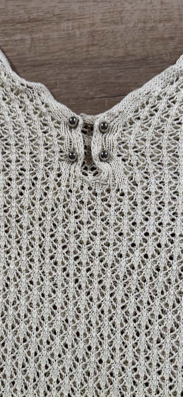 Y2K Crochet Knit Maxi Dress Bell Sleeve Beach Cover Up Boho XS - S Beige - Picture 4 of 10
